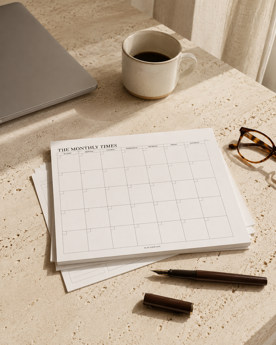 Monthly Desk Planner – Undated
