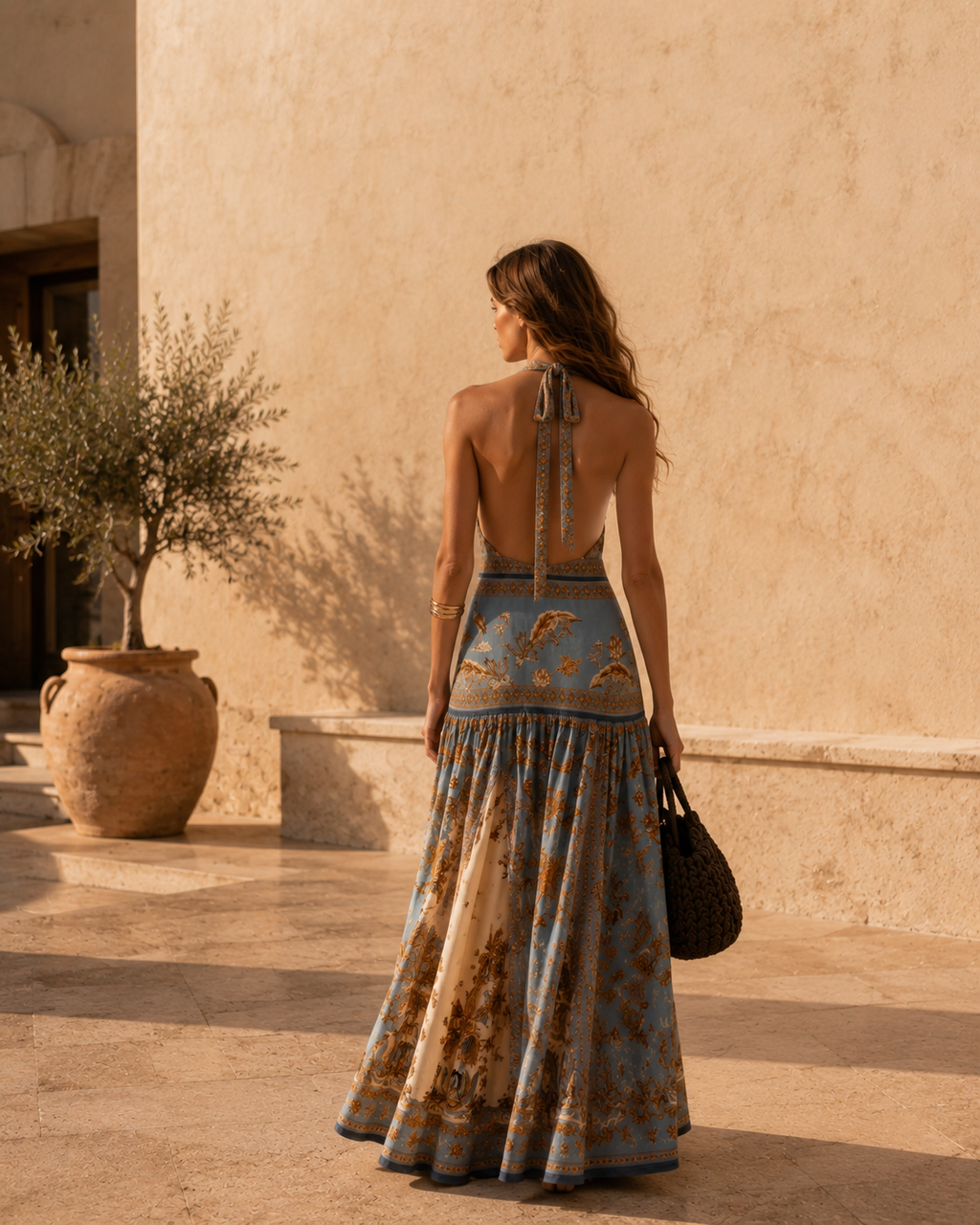 Azure Bloom Maxi Dress
