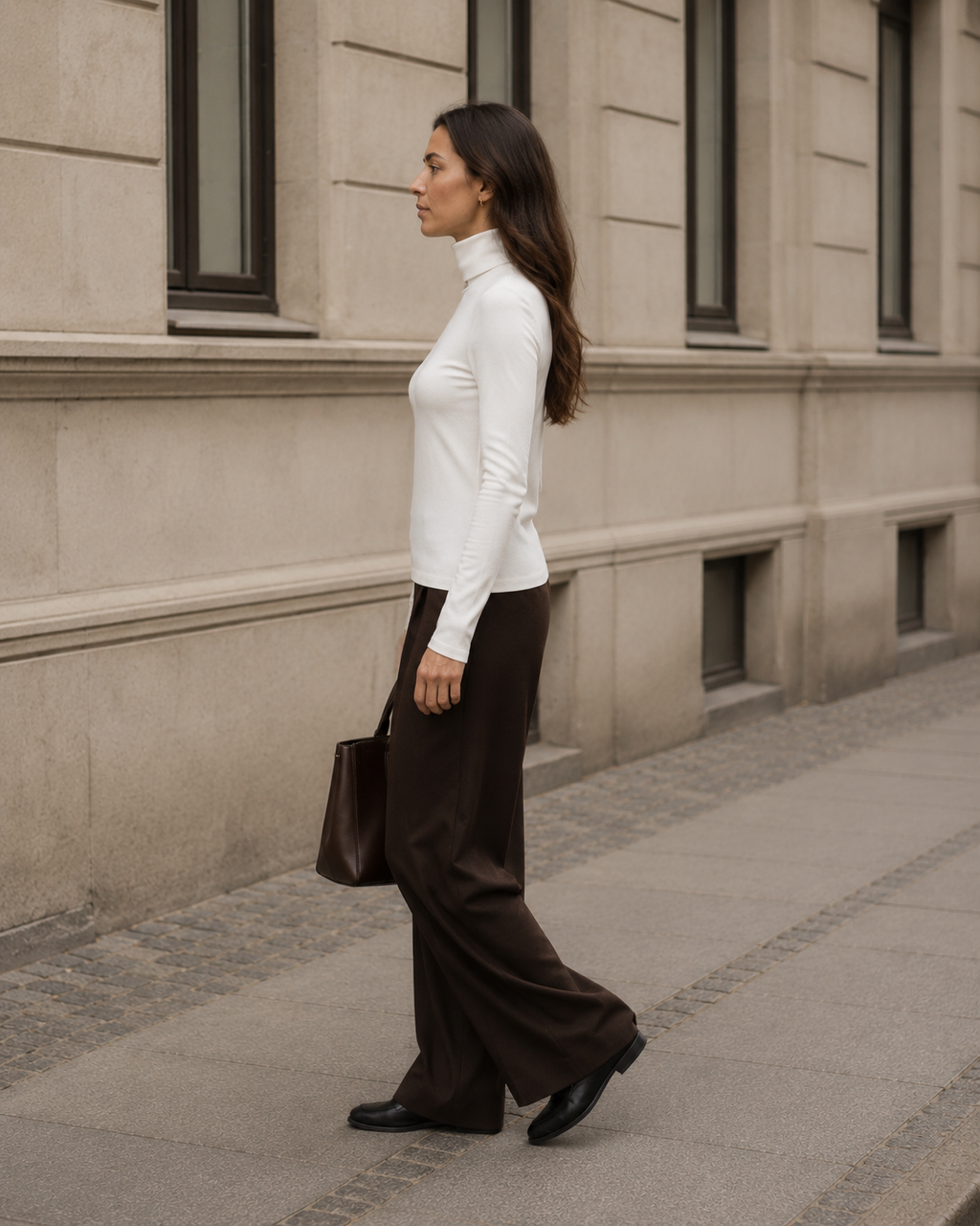 Fleece Turtleneck Top – White M
