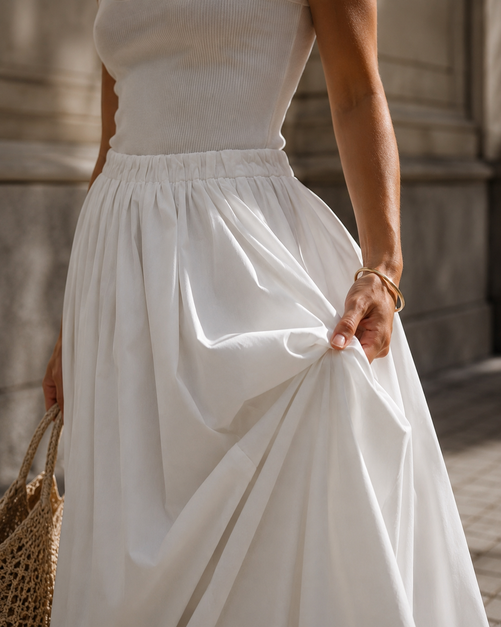 Valkoinen Flow Maxi Skirt