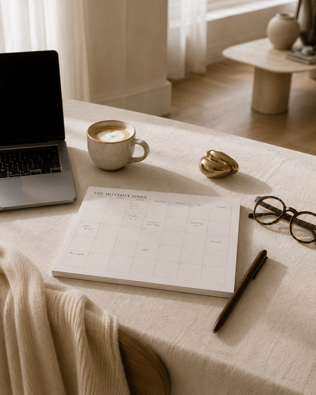 Monthly Desk Planner – Undated