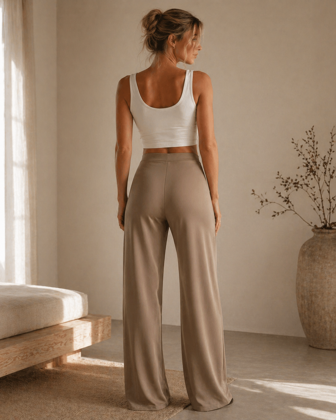 Rennot leveälahkeiset housut — Khaki / Taupe Beige