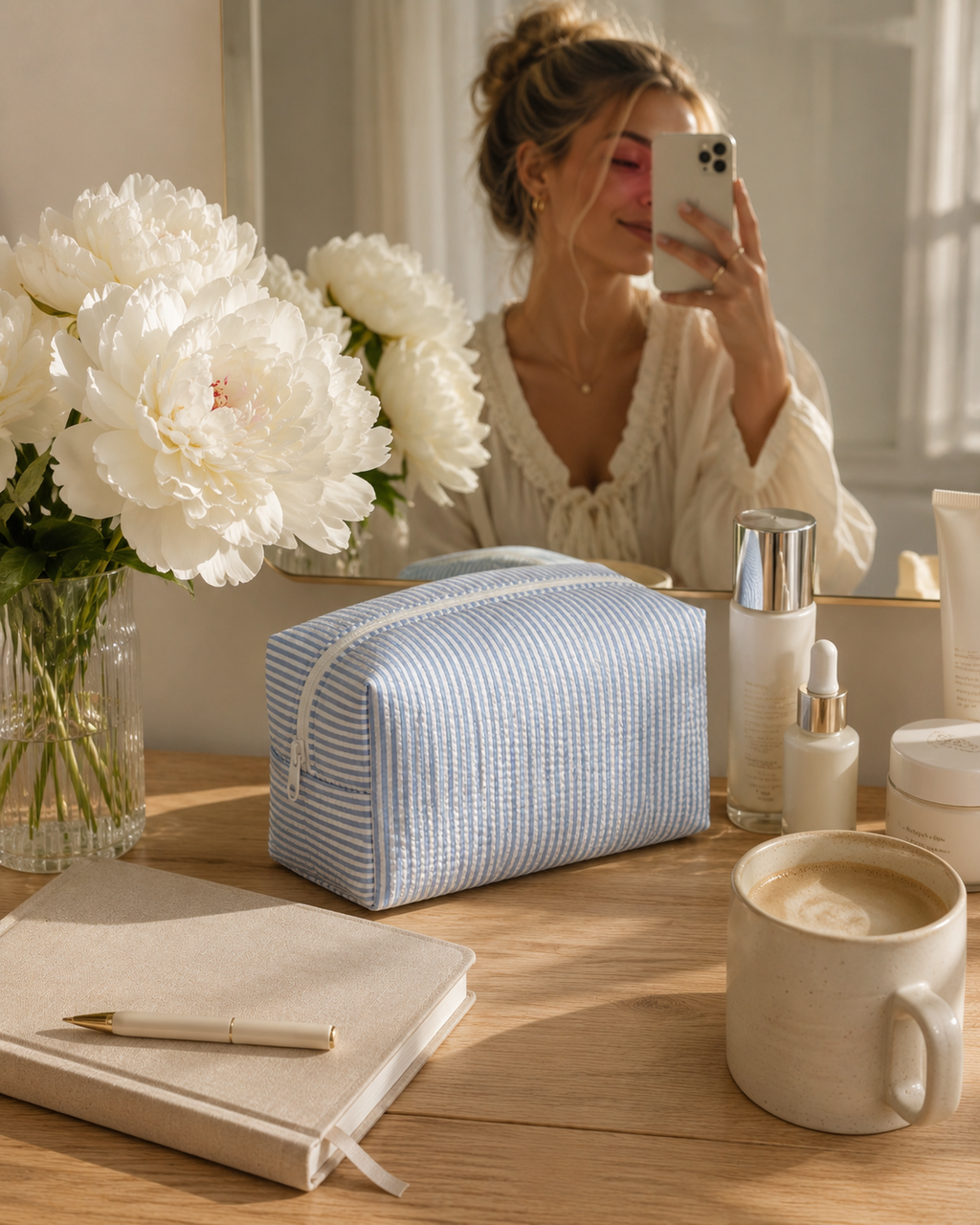 Blue Stripe Beauty Pouch