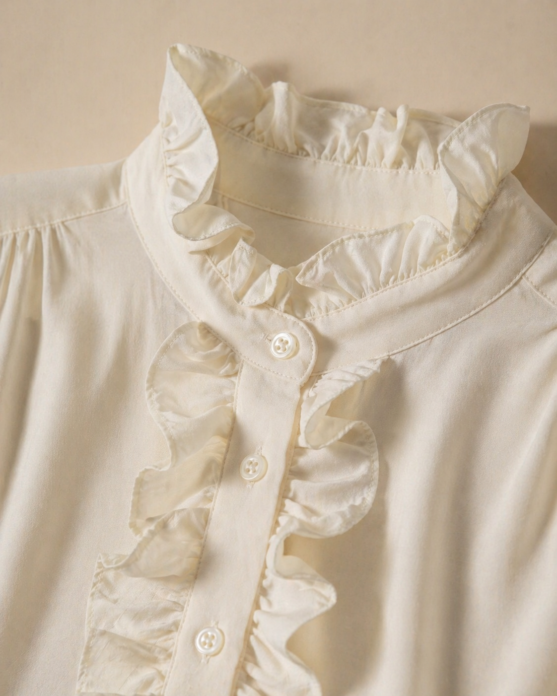 Soft Ruffle Blouse — Cream