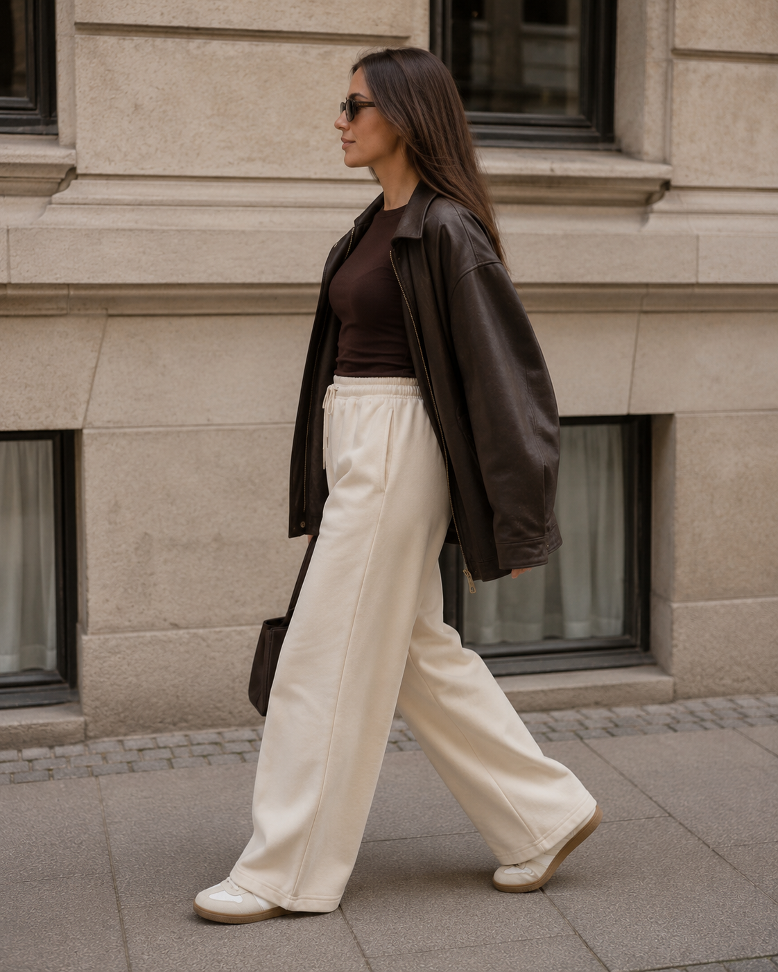Soft Fleece Wide Leg Pants – Cream L