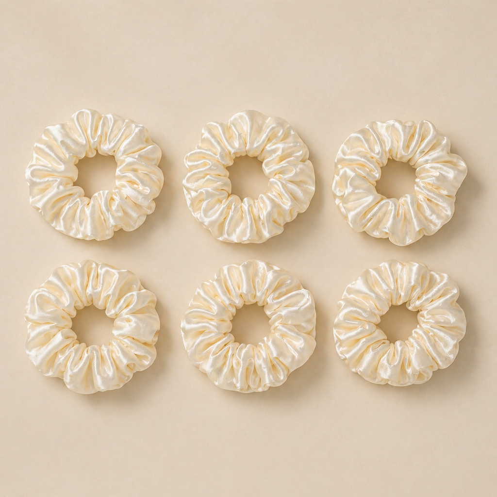 Silk Scrunchie Set – 6 pcs (Beige)9
