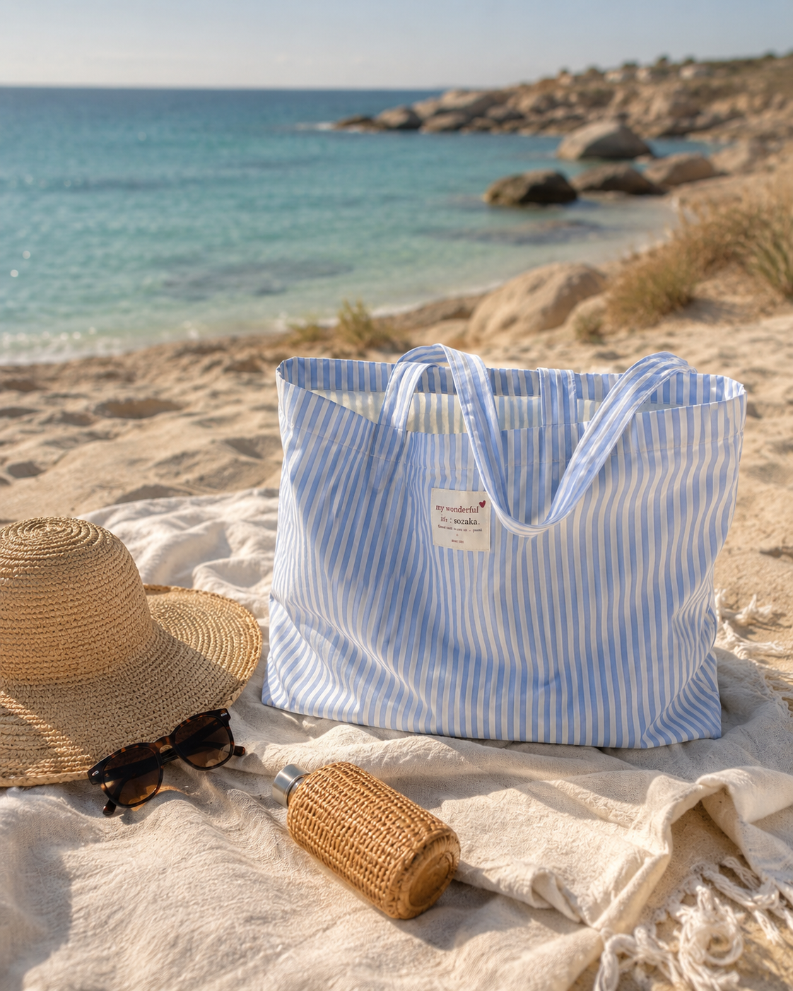 Blue Stripe Weekend Tote Bag