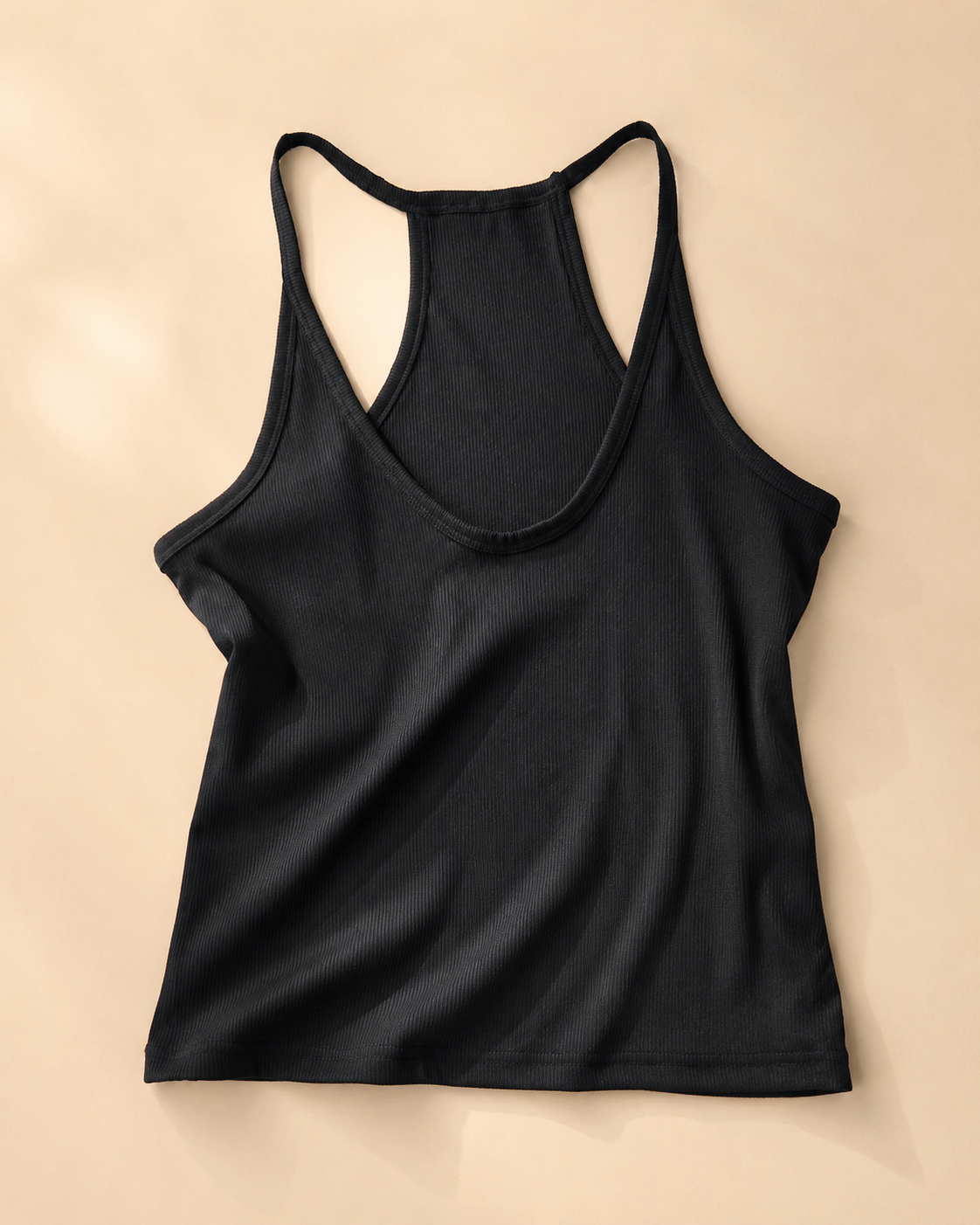 Musta Ribbed Racer Top koko L