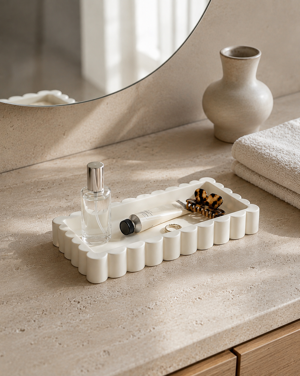 Sculpt Vanity Tray – Ivory