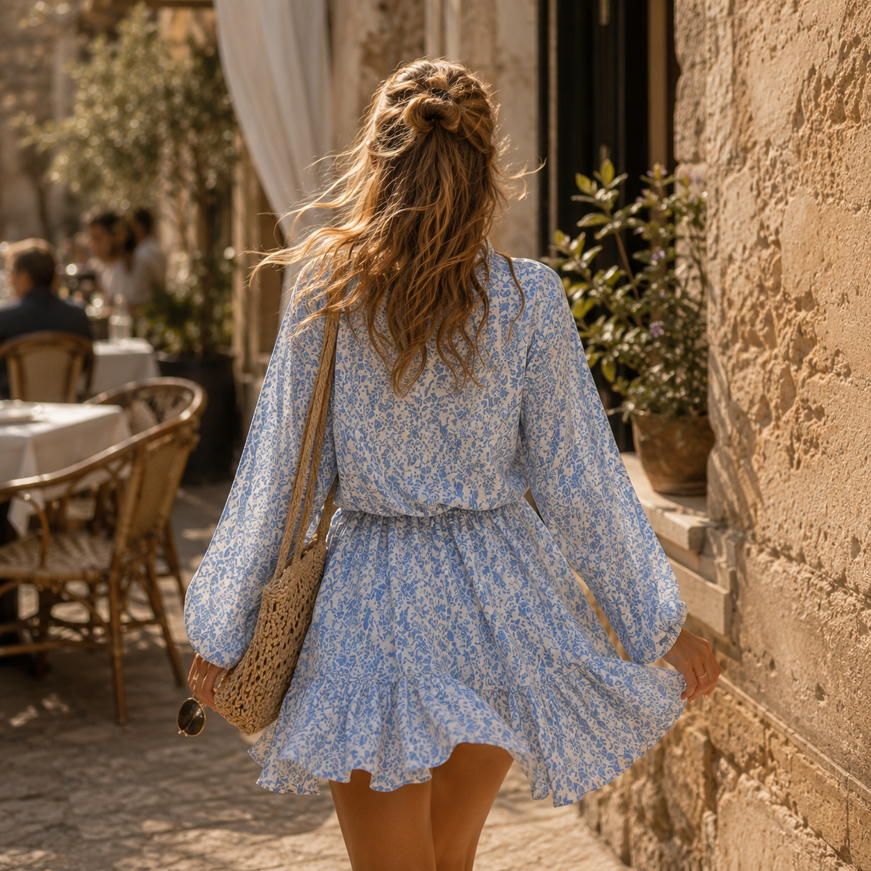 Blue Blossom Mini Dress