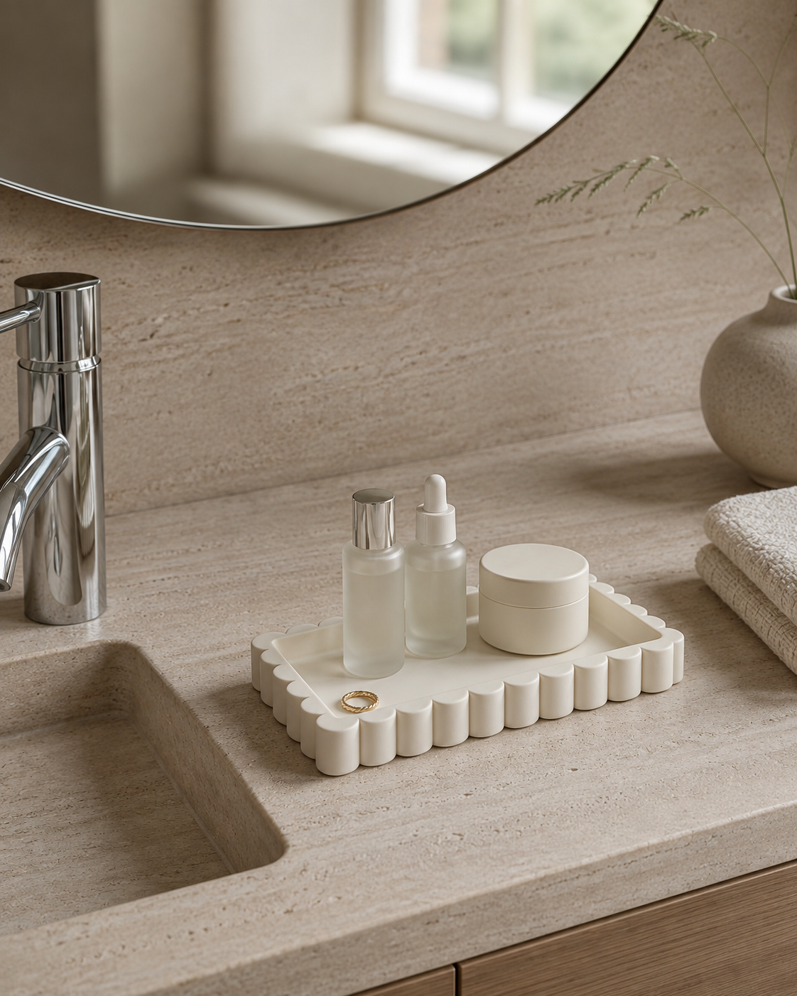 Sculpt Vanity Tray – Ivory